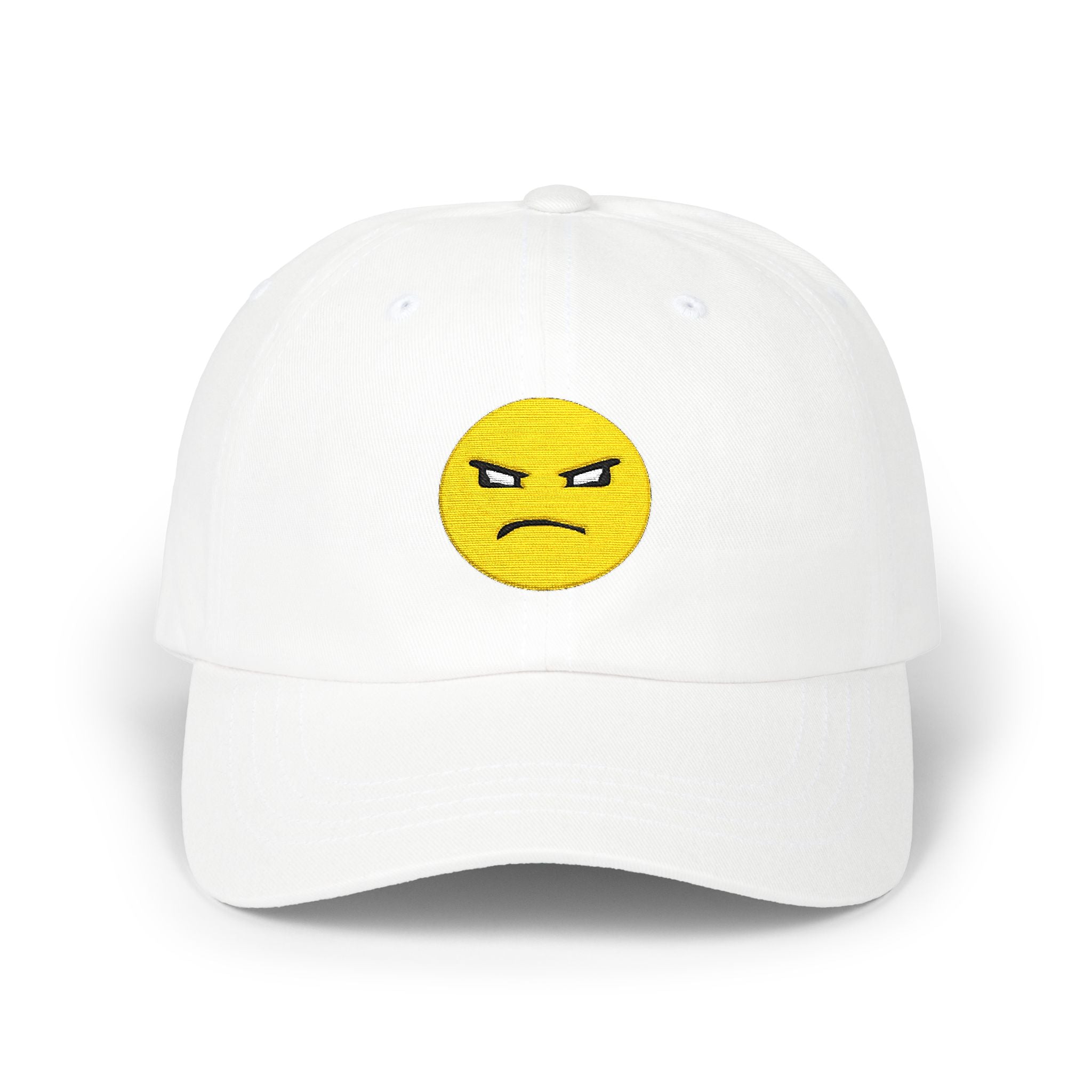 Embroidered "ATTITUDE" Emoji Dad Cap — White Classic Baseball Hat