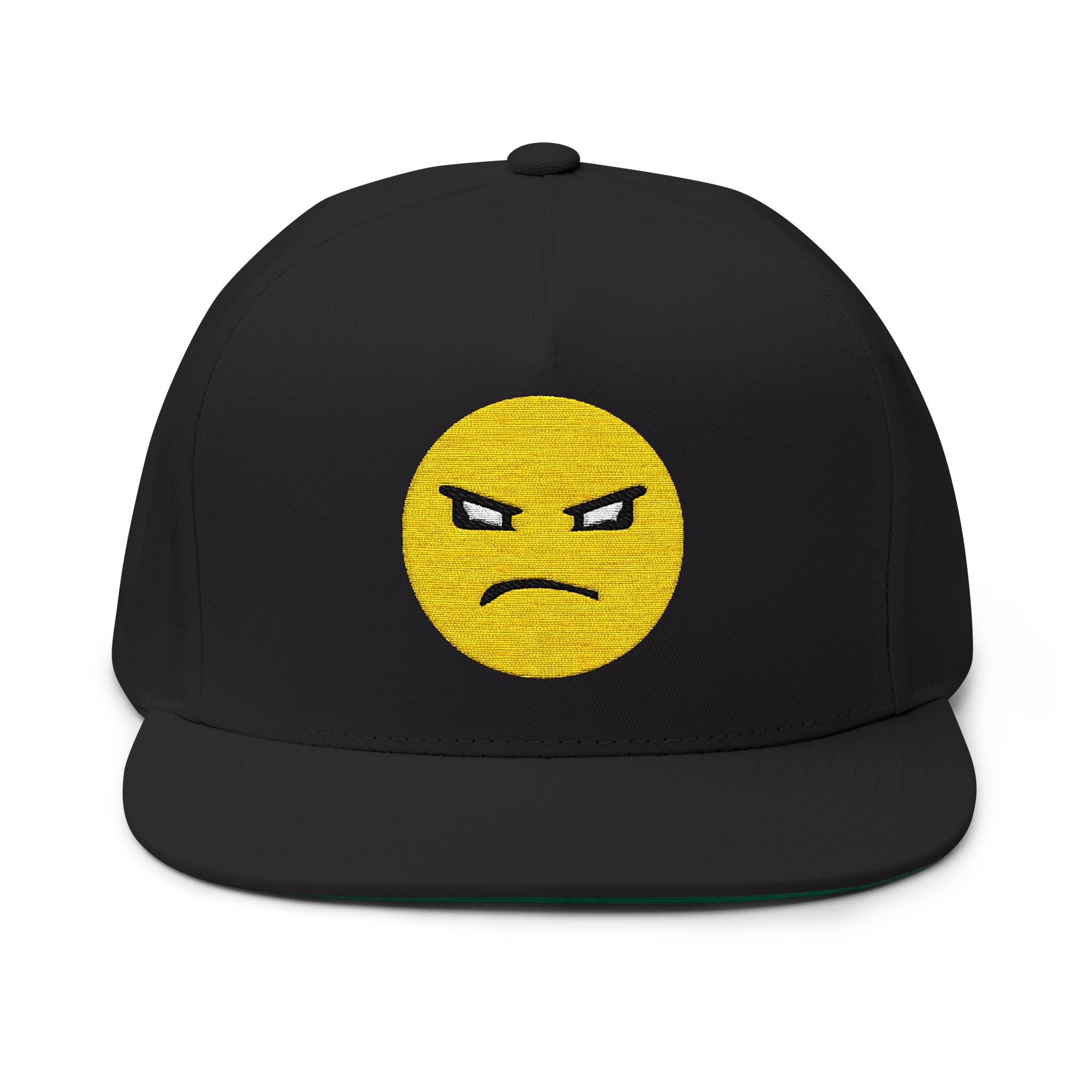 Embroidered "Attitude" Emoji Flat Bill Cap — Snapback Hat with "ATTITUDE"