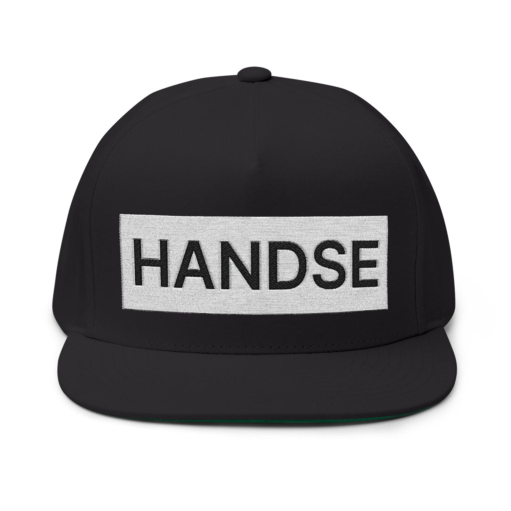 HANDSE Embroidered Flat Bill Cap — Retro Box Logo Snapback Hat