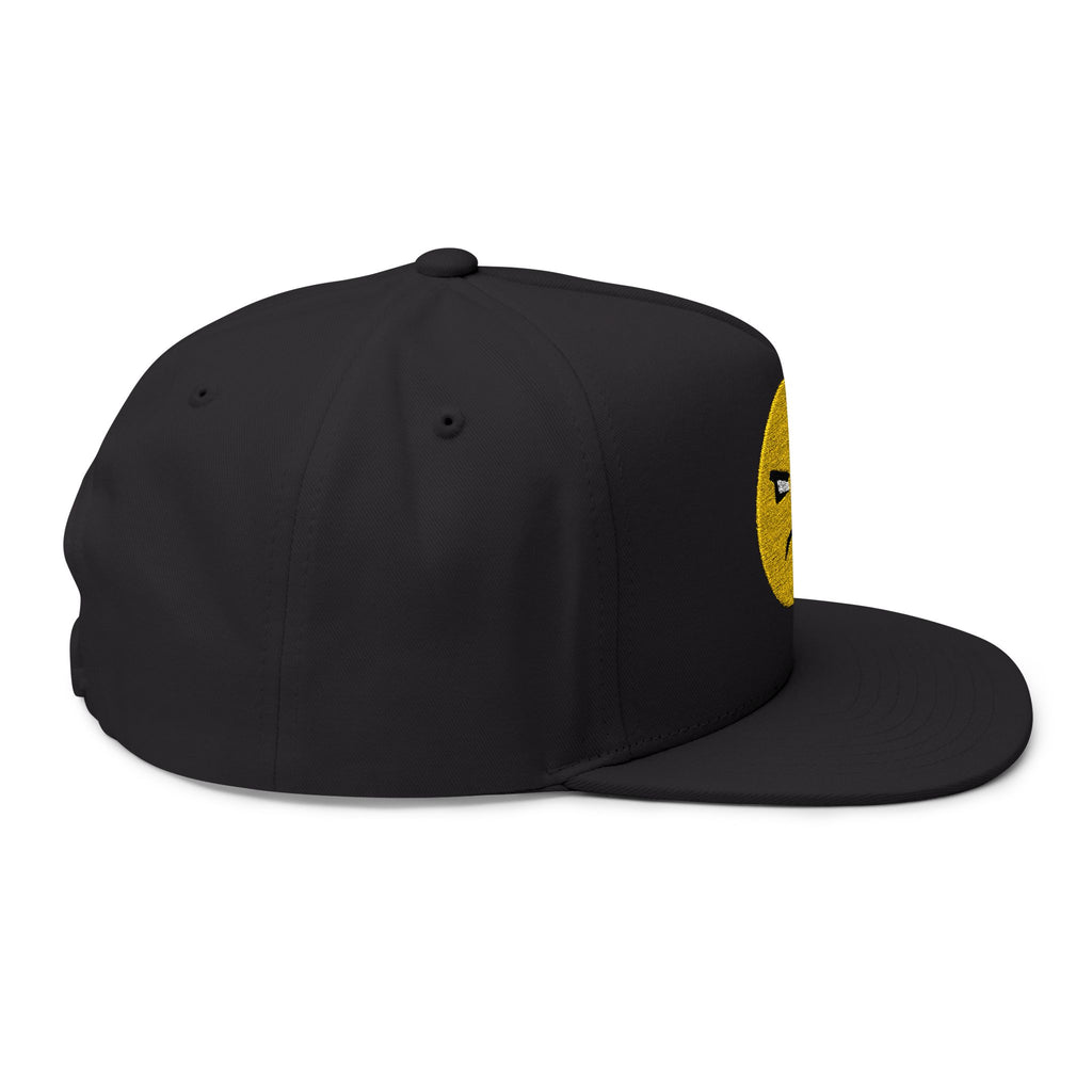 Embroidered "Attitude" Emoji Flat Bill Cap — Snapback Hat with "ATTITUDE"