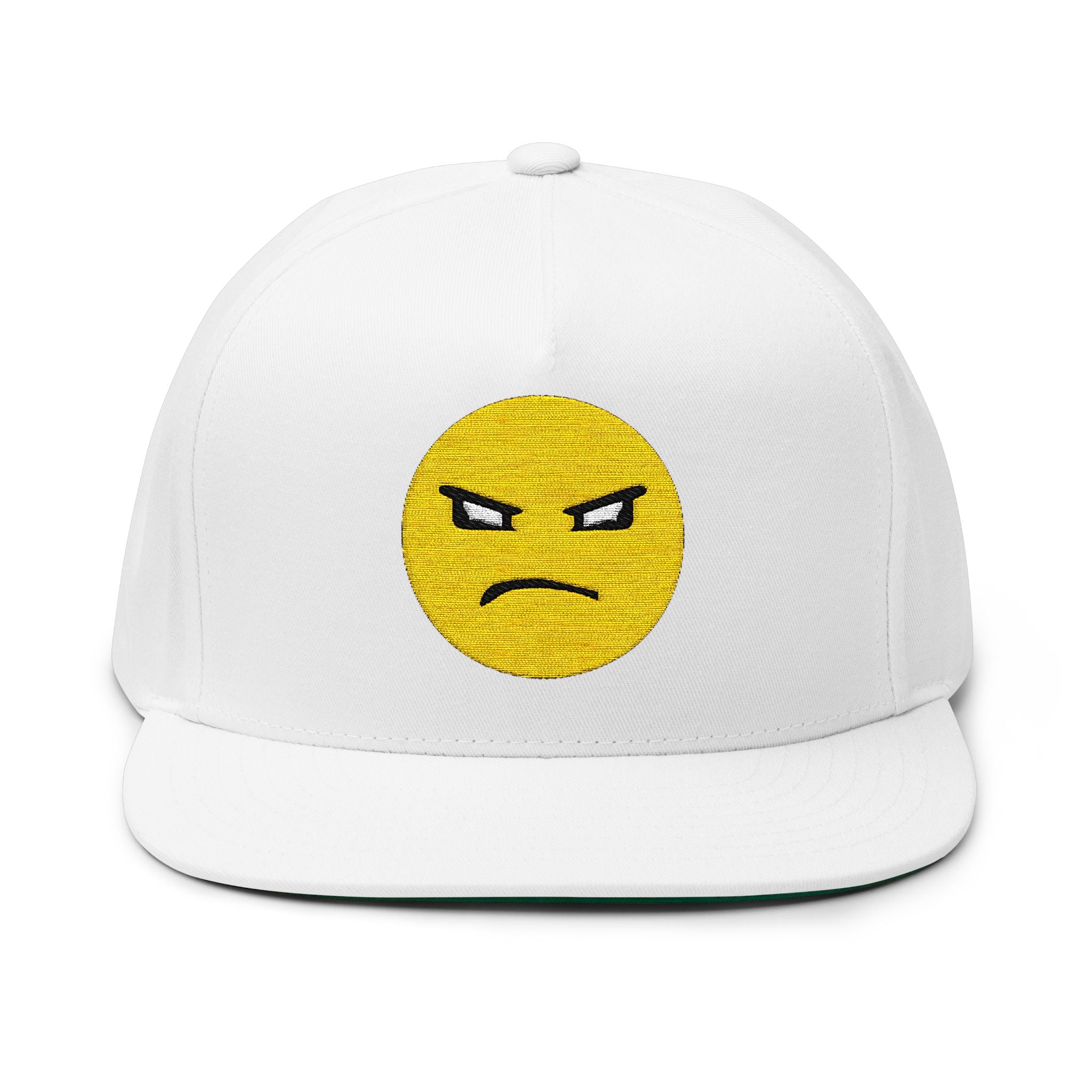 Embroidered "Attitude" Emoji Flat Bill Cap — Snapback Hat with "ATTITUDE"