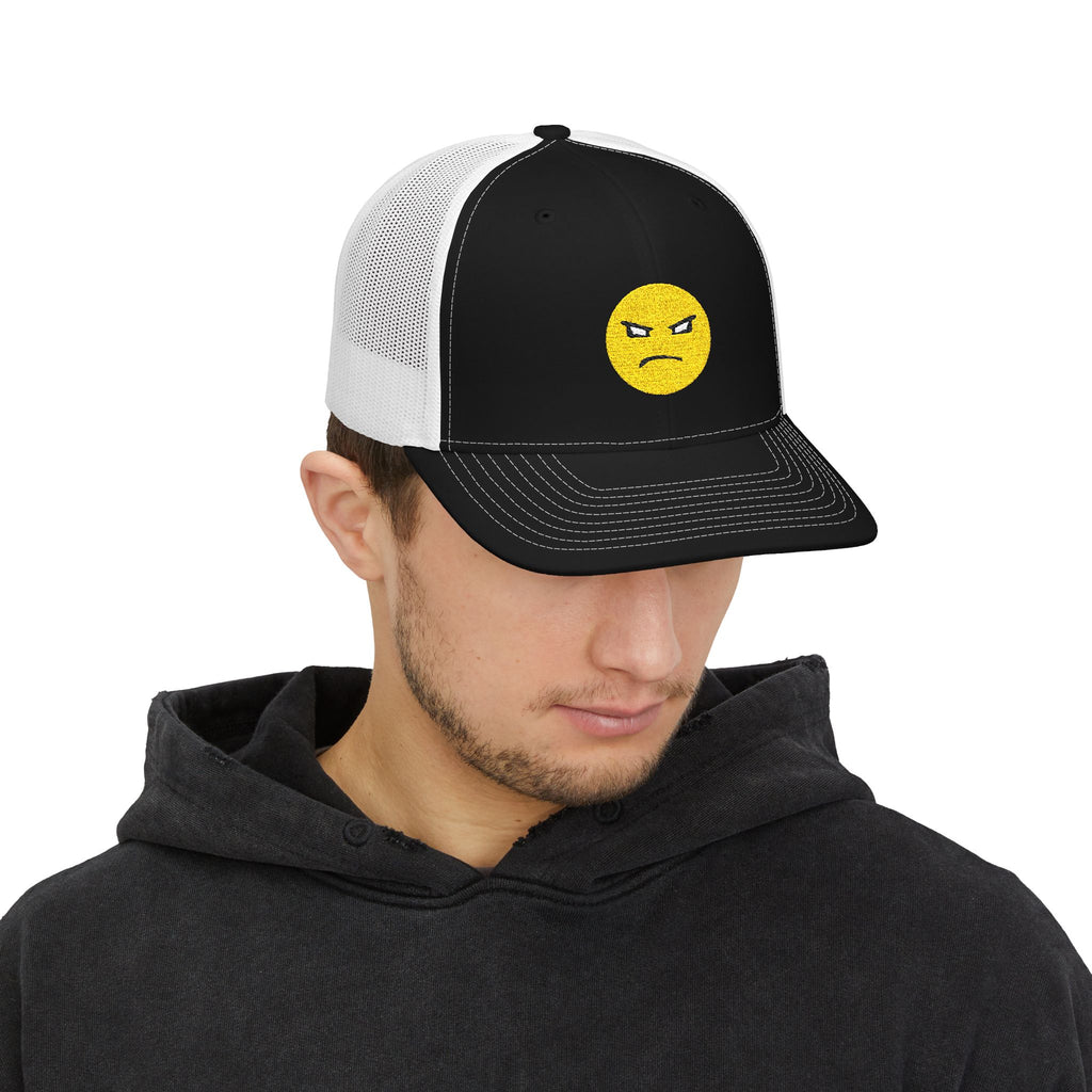 Embroidered HANDSE "ATTITUDE" Emoji Trucker Hat — Snapback Mesh Cap
